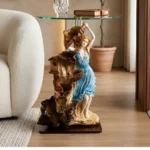 Lady Figurine Table Blue Brown