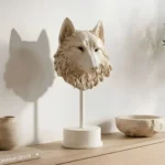 Wolf Head Sculpture in Matte White