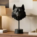 Wolf Head Sculpture Matte Black