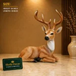 Sitting Deer Statue Realistic Brown Finish