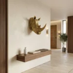 Rhino Head Sculpture Gold Finish - Image 5