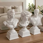 Classical Bust Statues Set of 3 White Finish