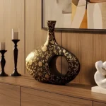 Floral Hollow Vase Black Gold