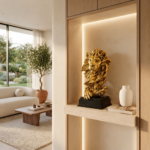 Lion Head Statue Golden Finish - Image 3