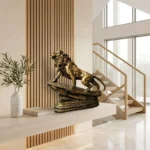 Lion Statue Sculpture Antique Gold - Image 4