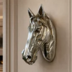 Horse Head Sculpture Metallic Silver