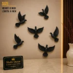 Flying Bird Wall Decor 6-Piece Black - Image 2