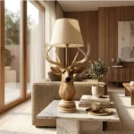 Deer Head Lamp in Natural Finish - Image 3