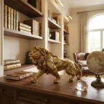 Lion Statue Figurine Golden Finish - Image 4