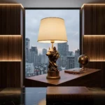 Wolf Head Table Lamp Gold Finish - Image 5