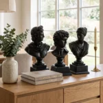 Greek Bust Sculptures Set, Matte Black - Image 4