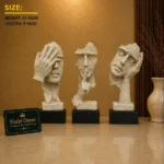 Abstract Face Statues Set of 3 Sandstone - Image 2