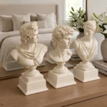 Classical Bust Statues Set of 3 Off White