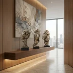 Abstract Face Statues 3-Piece Antique Bronze - Image 4