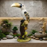 Toucan Bird Figurine White Yellow
