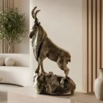 Markhor Decorative Statue Antique Silver