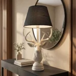Deer Head Table Lamp White Finish