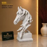 Horse Head Sculpture White Stone Finish - Image 2