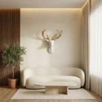 Deer Head Mount White and Gold - Image 4