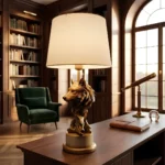 Wolf Head Table Lamp Gold Finish