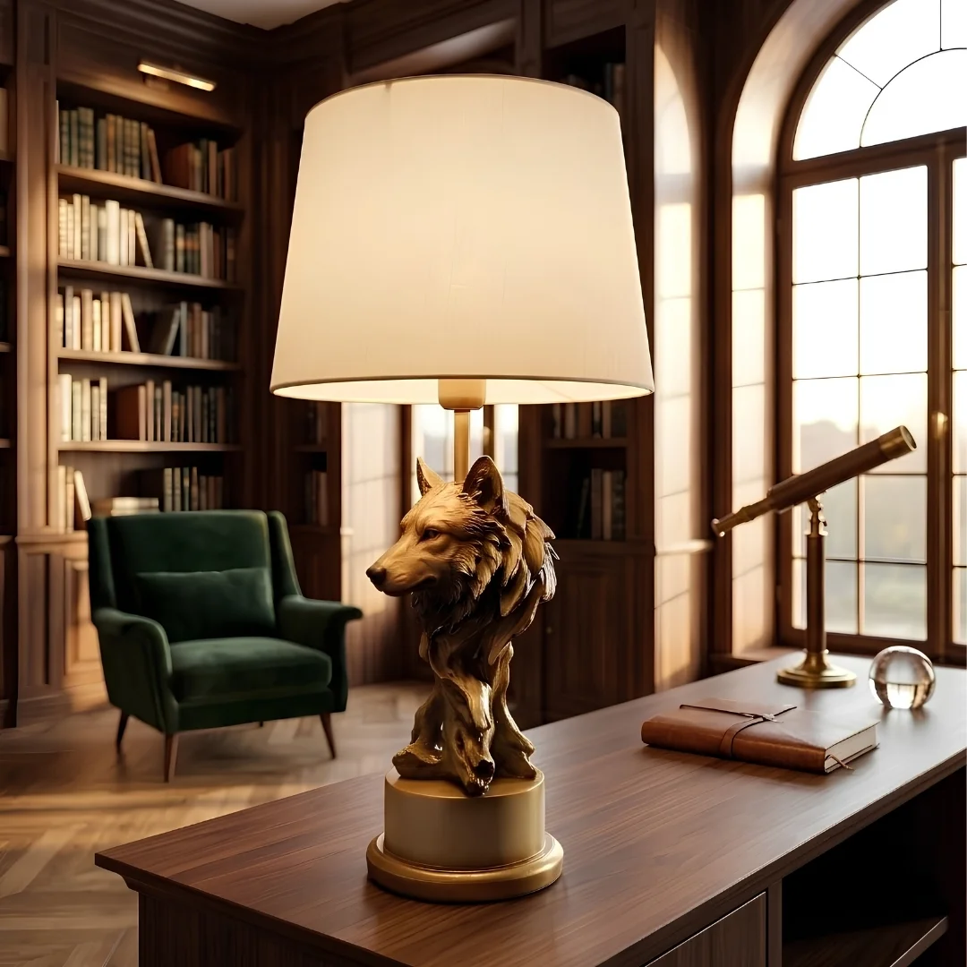 wolf-figurine-resin-decorative-lamp-2.webp Wolf Head Table Lamp Gold Finish - Image 1